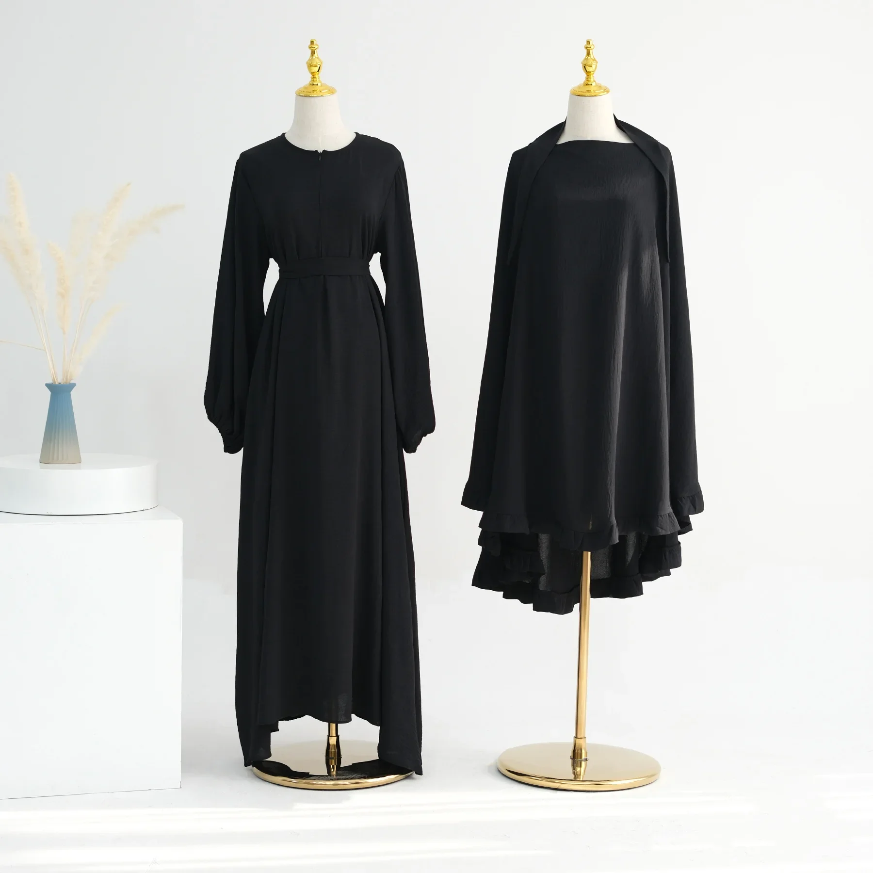 Ramadan Prayer Abaya Dress and Khimar Sets for Muslim Women 2024 New Abayas Dubai Luxury 2 Piece Jilbabs Turkey Islam Clothing
