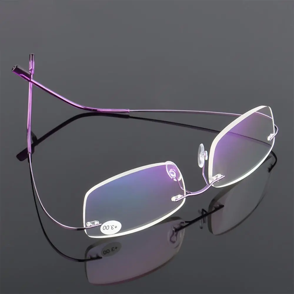 Flexible Ultralight Presbyopic Reading Glasses Strength +1.0~+4.0 Rimless Memory Titanium