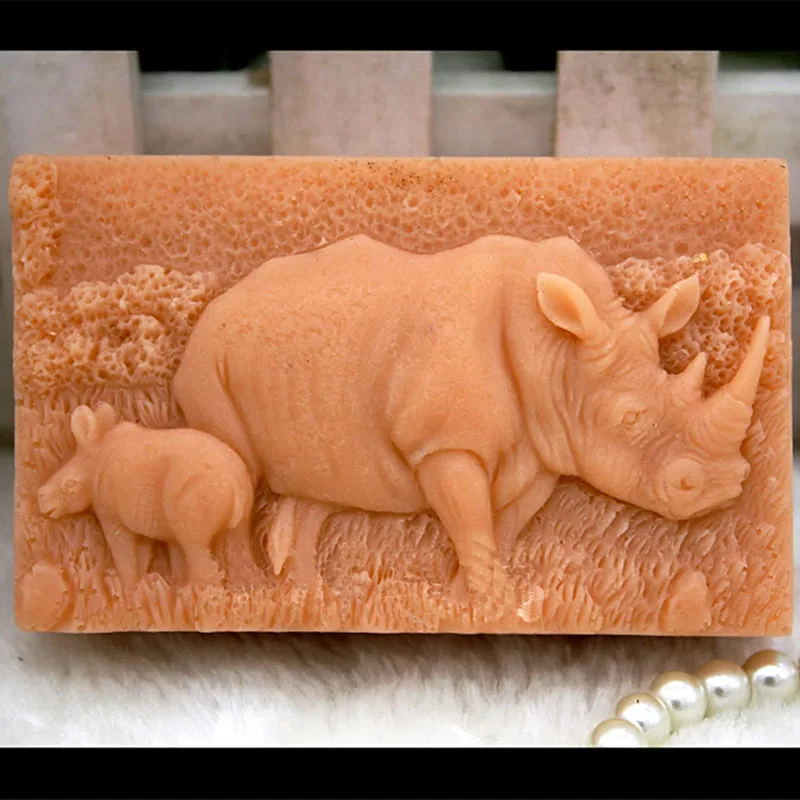 Silicone Soap Mold for Making Square Rhinoceros Soap 3d DIY Form Handmade Cake Decorating Sugarcraft Moulds Silicon Mold Tools