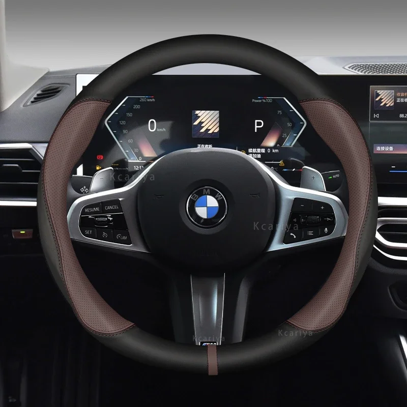 Stuurhoes Voor Auto Hand Naaien Auto Stuurhoes Zwart Antislip Kunstleer Voor M3 E46 Voor M5 E39 Auto Stuurwiel Sleeve(Blauw