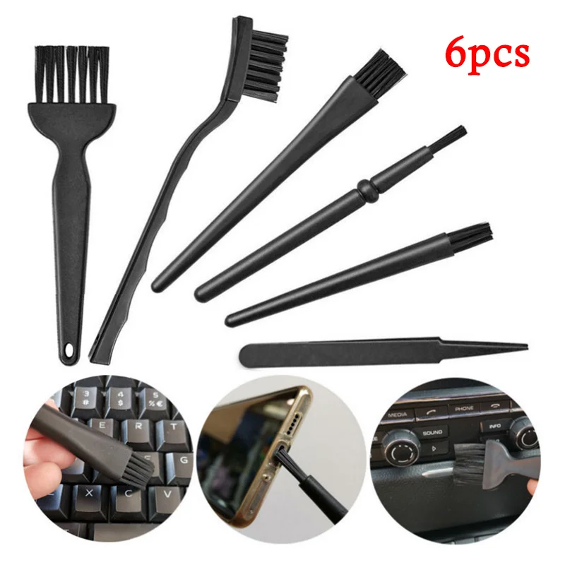 6pcs Anti-static Keyboard Cleaning Brush Portable Handle Cleaning Small Brush Laptop Motherboard Dust Keyboard Brush Kit 2pcs onleny camera lens cleaning pen portable dust cleaner brush kit for dslr cameras lens retractable cleaning brush