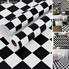 Black White Checkered Flag Self Adhesive Wallpaper,Mosaic Trellis Contact Paper,Vinyl Peel and Stick WallPaper,DIY Decor Sticker 1