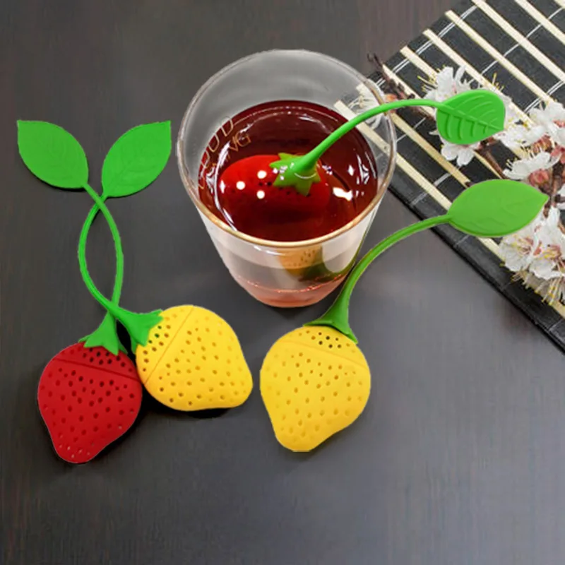 Tea Infuser Strawberry Design Loose Tea Leaf Strainer Herbal Spice Filter Diffuser Creative Bar Tools Kitchen Accessori