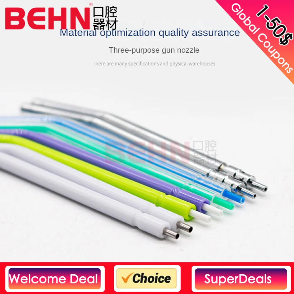 

250 Pcs Three Ways Syringe Tips-Water Air Syringe Head Dental Stainless Steel Spray Nozzle for Three-used Gun Parts Dentist Tool
