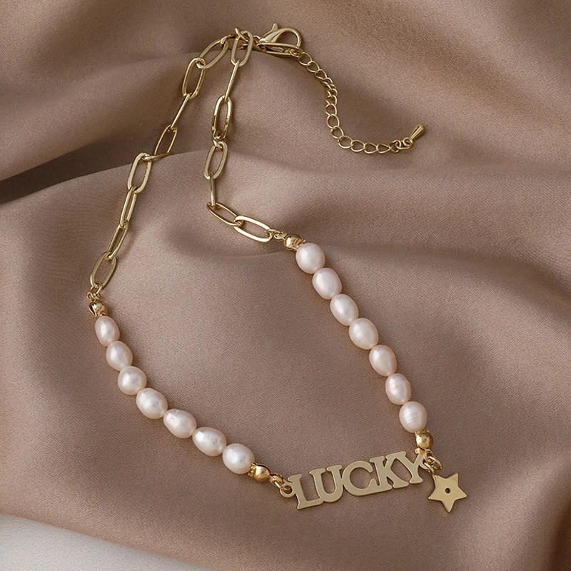 2022 New South Korea Baroque Freshwater Pearl Necklace Fashion Simple Elegant Luxury Unusual Clavicle Women Jewelry |