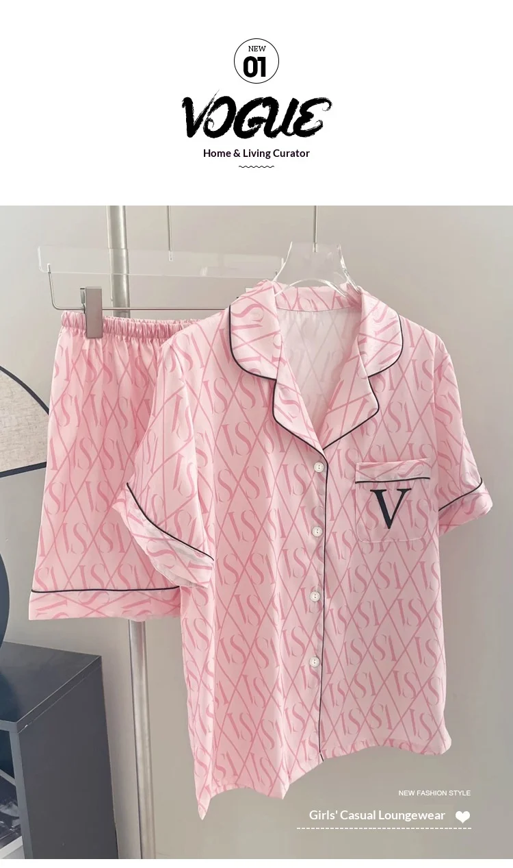 New Women's High-End Fresh Ins Style Pajamas, Women's Short-Sleeve and Shorts, Summer Thin French-Style Home Wear Summer Set