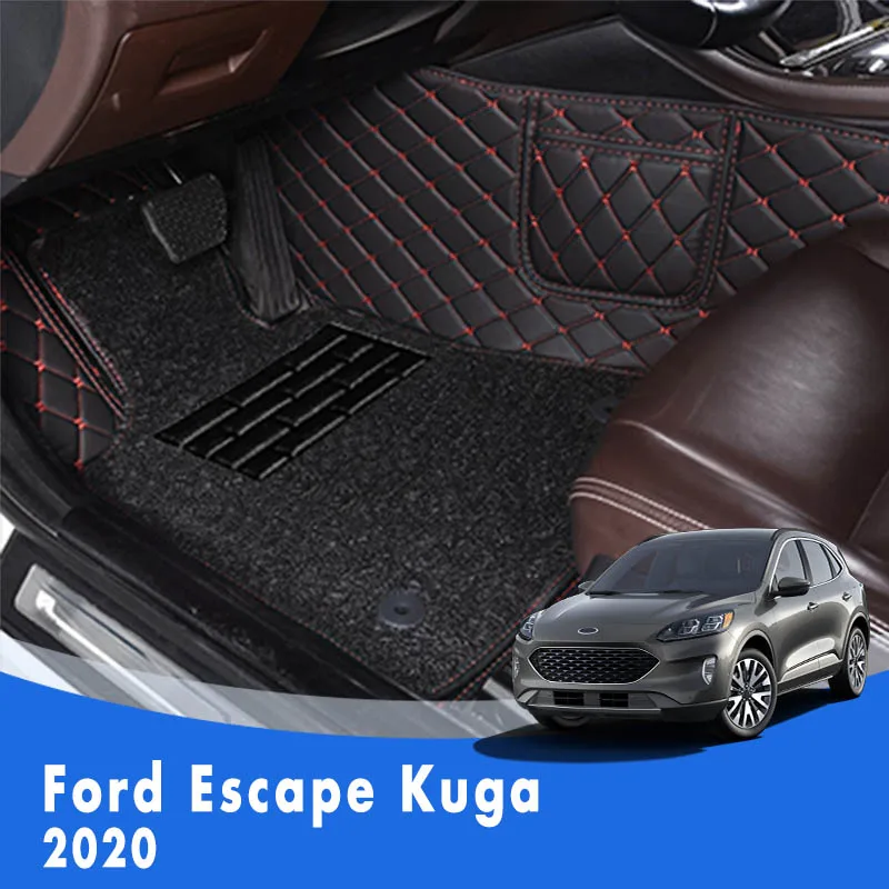

For Ford Escape Kuga 2023 2022 2021 2020 Luxury Double Layer Wire Loop Car Floor Mats Carpets Auto Accessories Waterproof Rugs