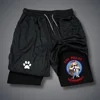Men Gym Casual Shorts 2 in 1 Performance Shorts Monkey Print Quick Dry Double-deck Running Workout Fitness Jogging Short Pants 2