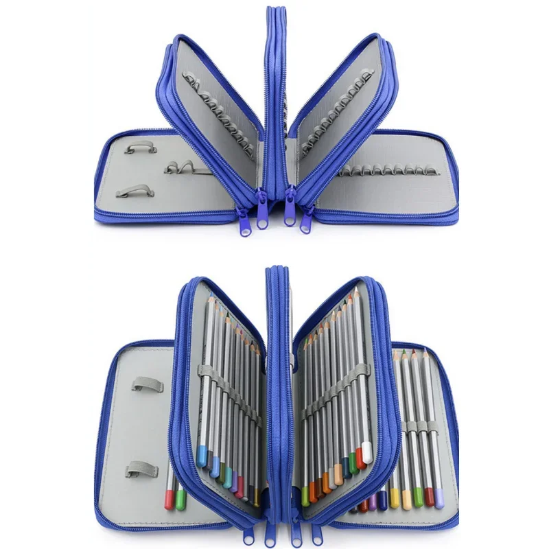휴대용 옥스포드 캔버스 학교 연필 케이스, 파우치 브러시 포켓 가방, 연필꽂이 거치대 케이스, 학교 용품, 4 레이어 홀더 72 개