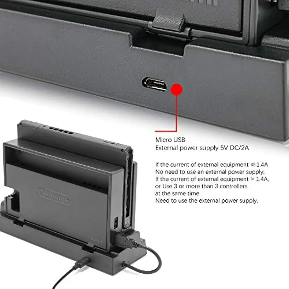 Hub Dock for Switch,USB Hub for Switch with 4 Output Ports Wired Pro Controllers, JoyPad Dock, Controller Adapter