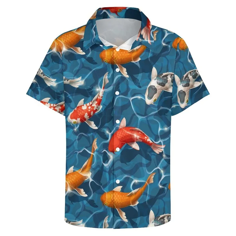 thumbnail image 1 of Camisa hawaiana con estampado 3D de peces para hombre, camisa colorida de manga corta con botones, divertida camisa de fiesta para playa, ropa para hombre, 1 of 4