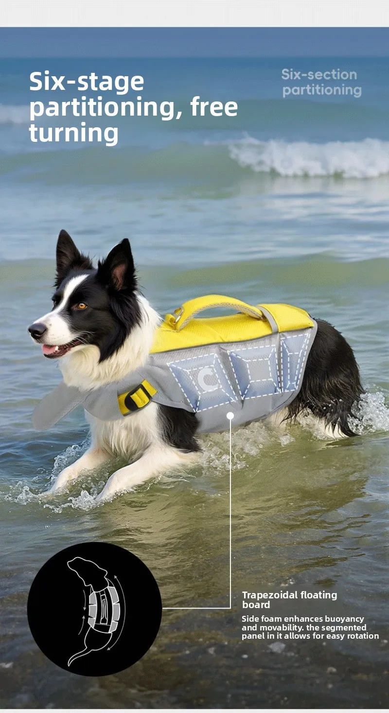 Mango Seguridad Tiras Reflectantes Chaleco Salvavidas Para Perros Con Mango ASENKU - Alta Flotabilidad, Tiras Reflectantes, Tamaño L (Azul) Chaleco Perro Nadar Playa