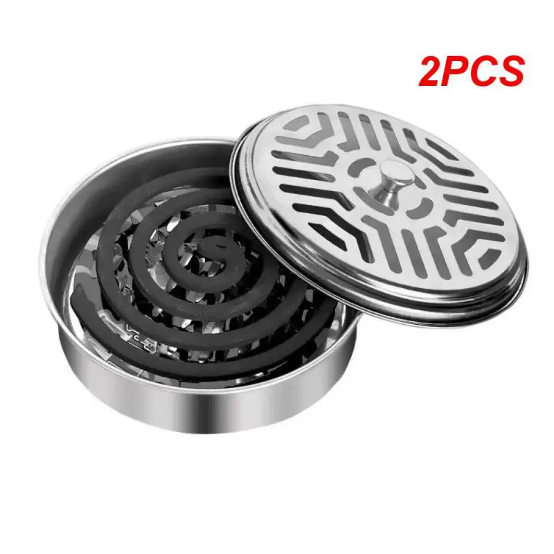 

2PCS Safety Mosquito Coils Holder Large Hotel Metal Repellent Rack With Cover Mosquito Coil Tray Summer Anti-mosquito Home