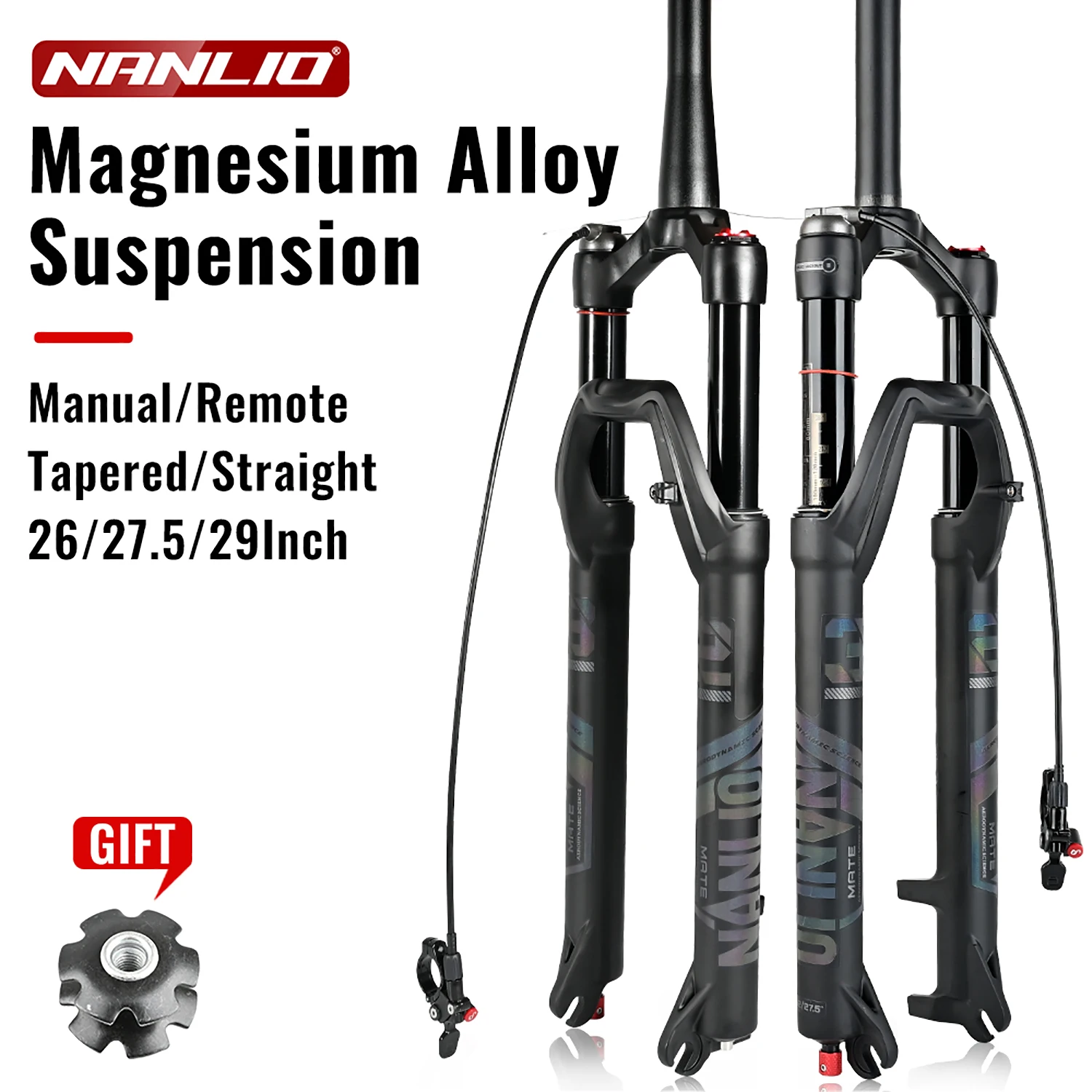 NANLIO X7 サスペンション　エア　フォーク　27.5インチ　テーパー型 NANLIO X7 Bicycle Suspension Air Fork Rebound Adjustment 26