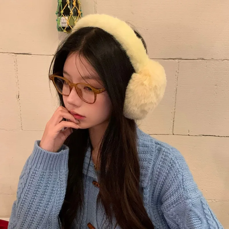 Multicolor Fur Furry Earmuffs for Women Girls Winter Outdoor Cycling Windproof Keep Warm Ear Covers Folding Soft Plush Ear Cover