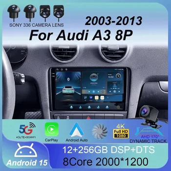 Radio para Auto Android 16 con Carplay para Audi A3 8P 2003-2013, Reproductor Multimedia 2DIN, GPS, Navegación, Audio Estéreo, DSP, Cámara 360, 4G 1