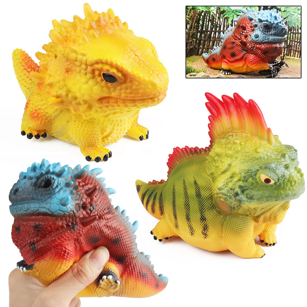 Soft Rubber Simulated Lizard Animal Model Green Iguana Bearded Dragon Marine Iguana Action Figure Education Toys for Kids Gift