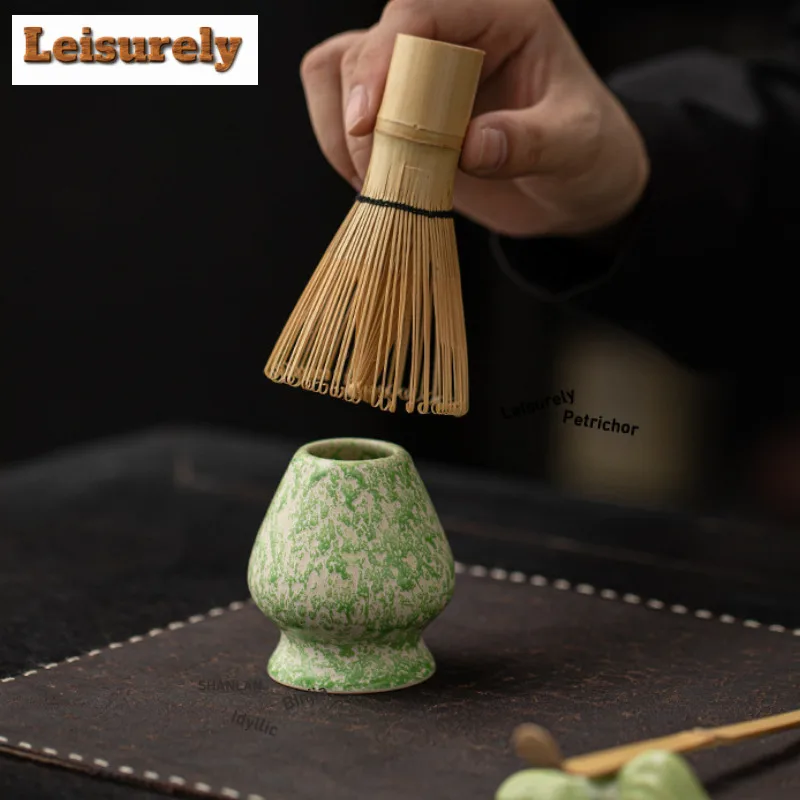 Kiln Fambe Wave Point Matcha Tool Set Eight-piece Ceramic Tea Bowl Cup Hundred Book Stand Whisk Making Craft Teaware Supplies