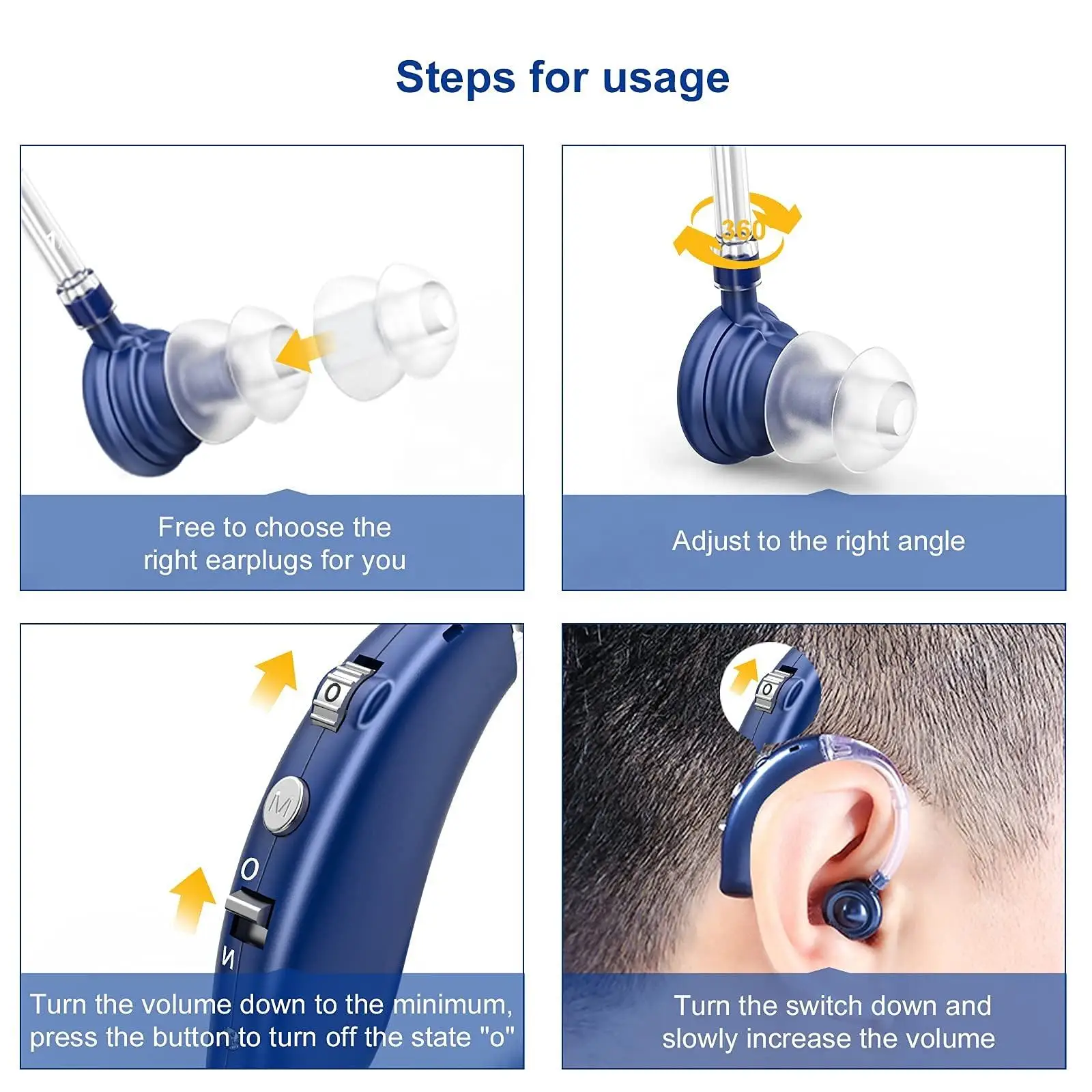 2024 Newest Cheap Rechargeable Hearing Aid Mini Device Ear Amplifier Digital Hearing Aids BTE Elderly Ear Care Hearing Amplifier 5