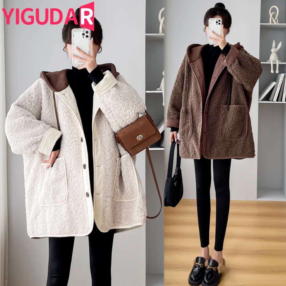 Maternity Coats warm Pregnant Women's Clothes Winter Hooded korean fashion Pregnancy photoshoot Jackets Coats Thicken Outwear