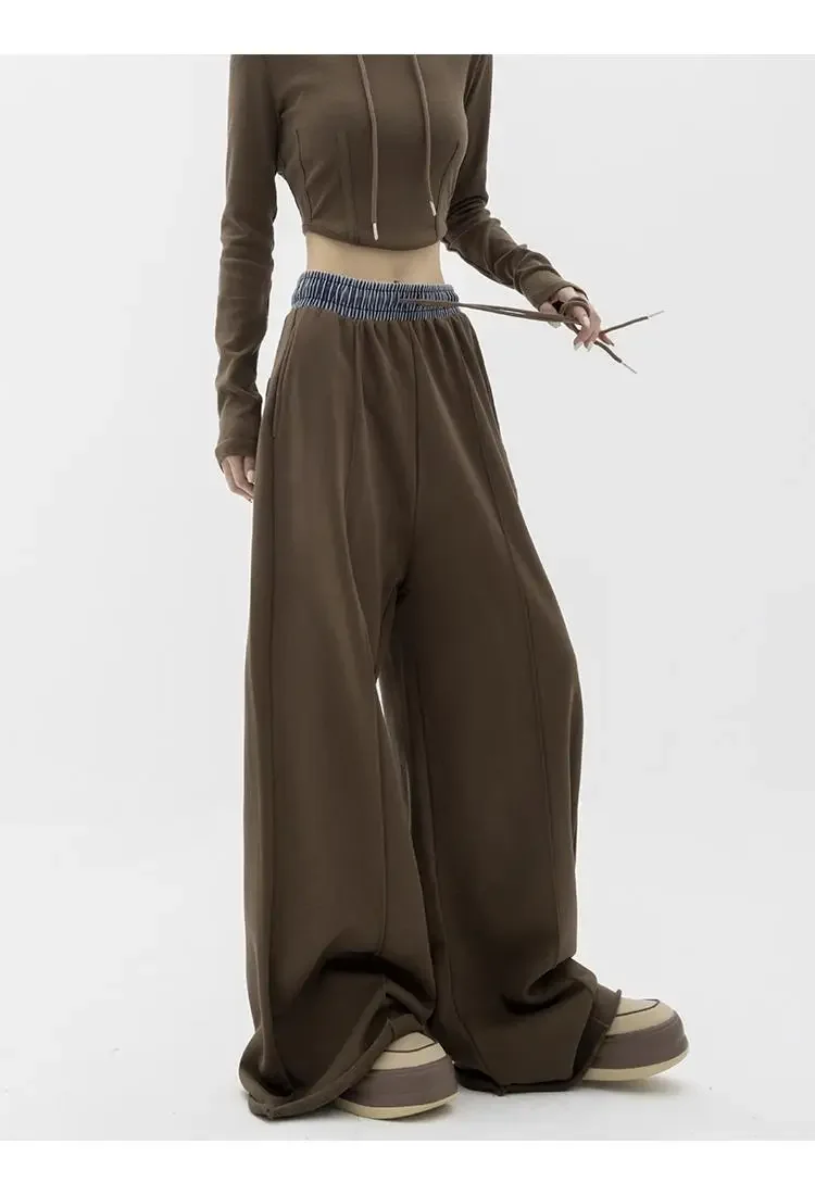 2025 Women Harajuku Vintage Baggy Sweatpants Oversized Brown