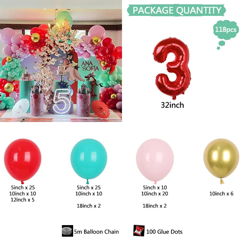 Set, balões de látex, Baby Girl, 1-9th