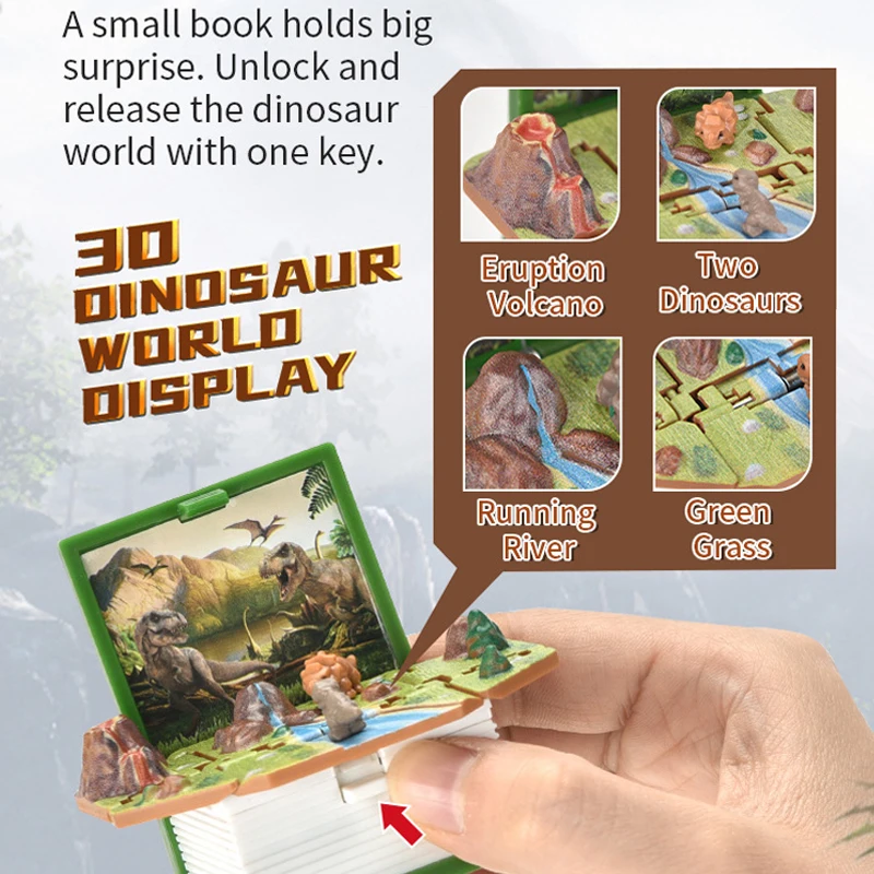 3D Foldable Book Popup Mysterious Dinosaurs Space World Astronaut Keychain Stress Reliever Surprise Toy Unique Birthday Gift