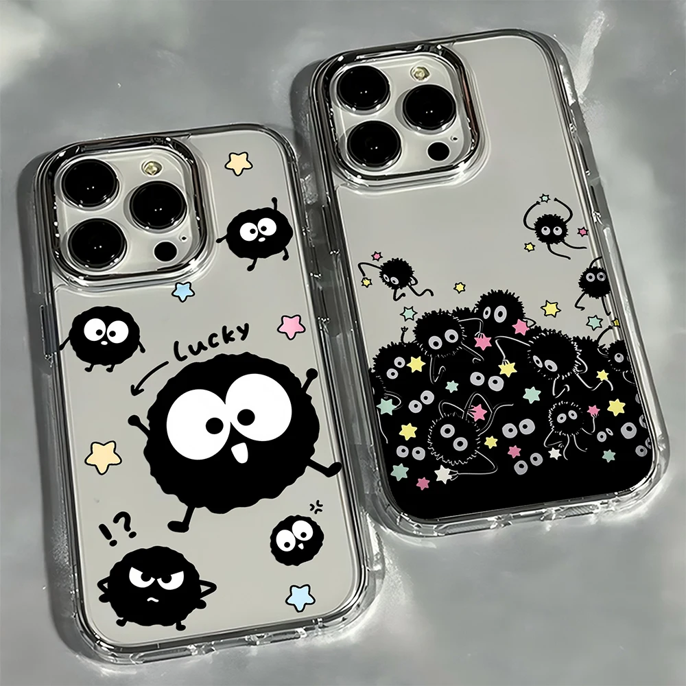 Schöne schwarze Monster Ruß Sprites Handyhülle für iPhone 17 16e 16 15 14 13 12 11 Mini Pro Max X XR XSMAX 8 7 Air Plus Soft Cover