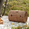 Outdoor Camping Storage Basket Cane Handmade Storage Items Card Buckle Design Picnic Basket Convenient Practical Rattan Tray 3