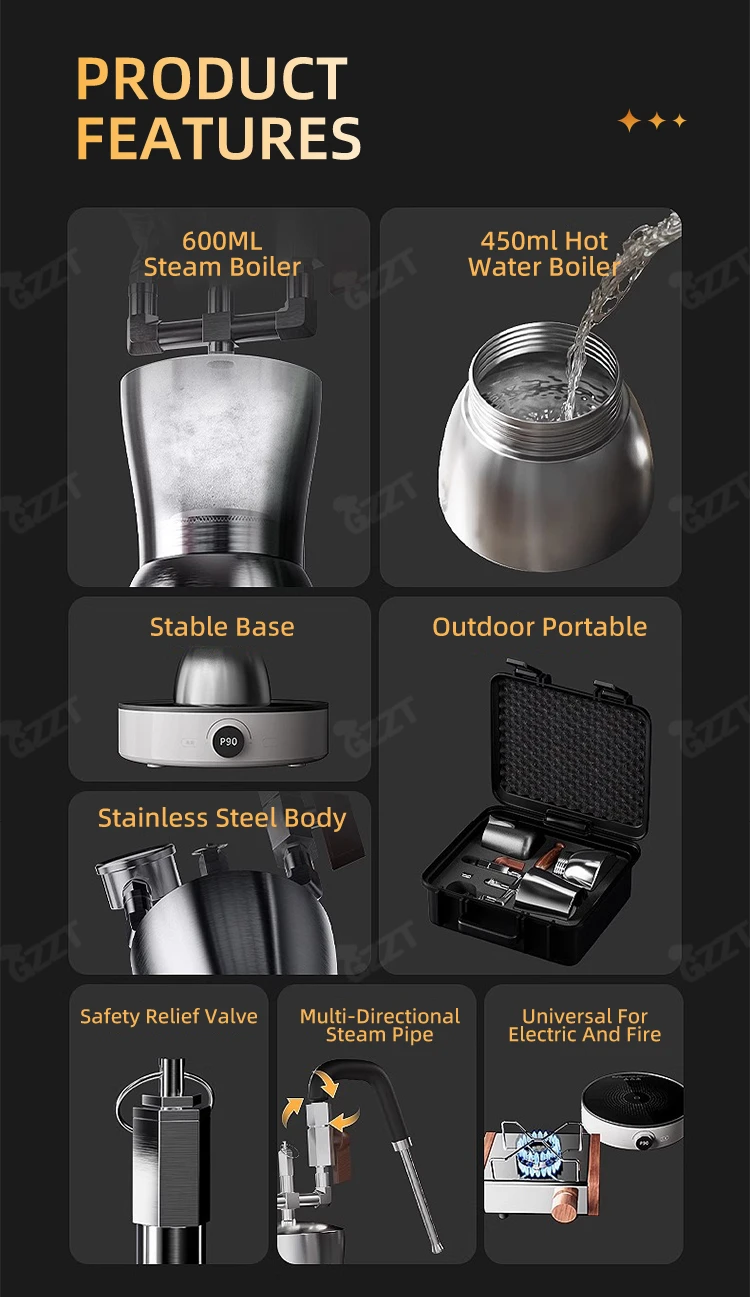 GZZT CMFAK-74 Milk Frother with Water Vapor Separator Frothing Pitcher Stainless Steel Dry Steam Milk Steamer 2