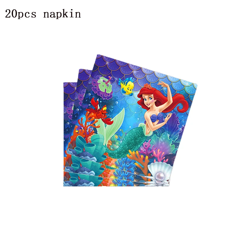 Disney Mermaid Ariel decorazioni per feste stoviglie tazza usa e getta piatto Nakpin tovaglia palloncino principessa forniture per feste di compleanno