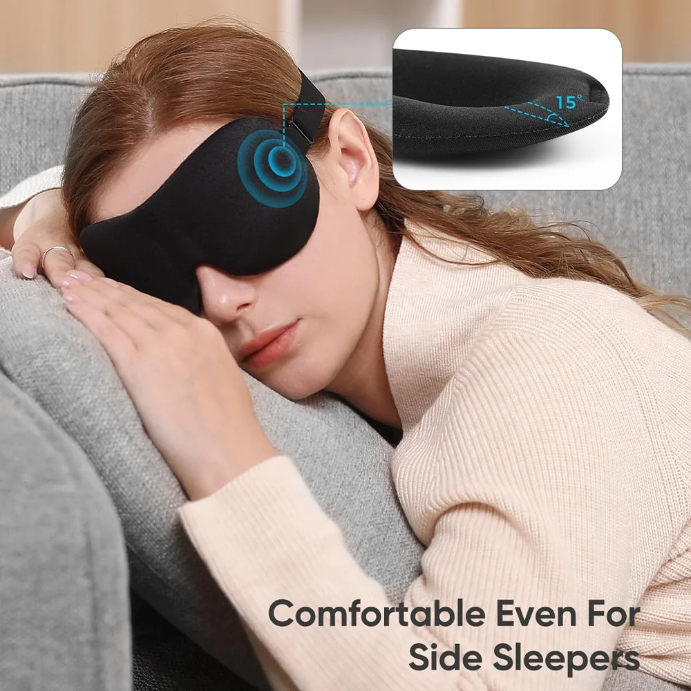 Maschera per gli occhi per dormire Coppa sagomata 3D Benda concava modellata Maschere per il viso per il sonno notturno Blocca la luce con benda sull'occhio per donna e uomo - immagine 3