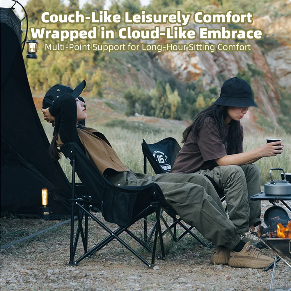 Camping Chair 68CM Wide Seat Lightweight Folding Chair 600D Oxford Fabric For Camping Fishing Outdoor Moon