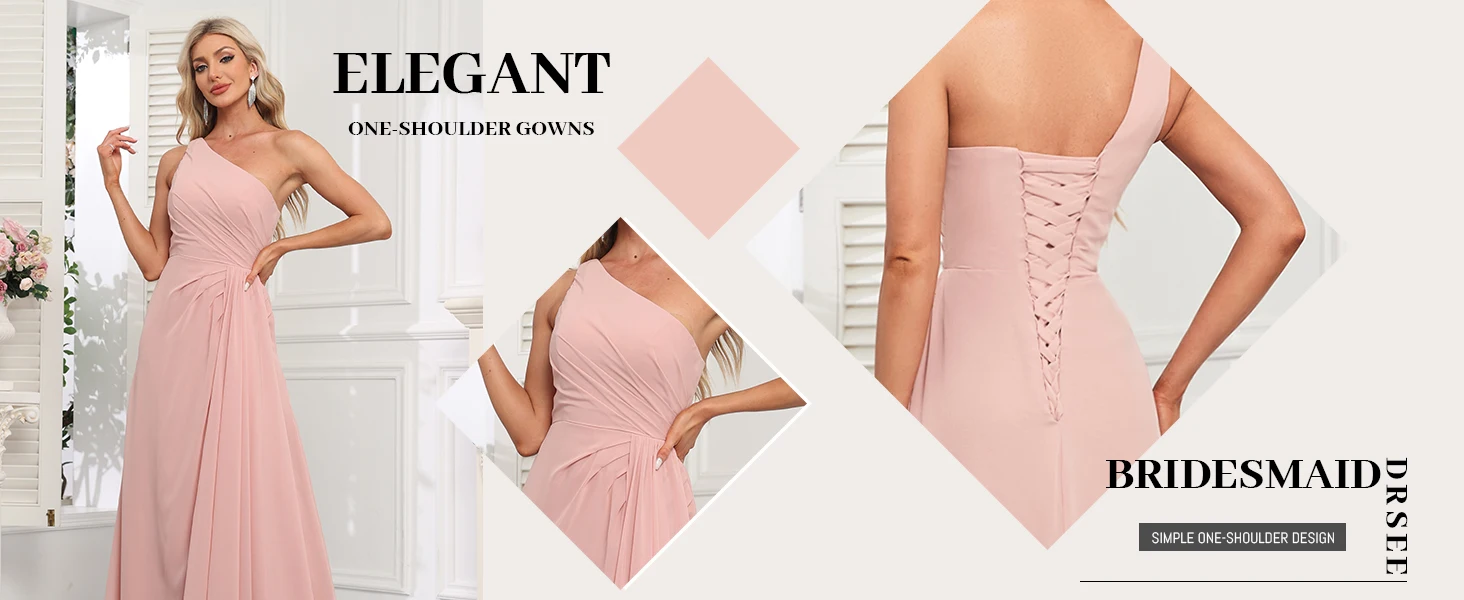 2025 Trendy One-Shoulder Brautjungfernkleid | Seitenschlitz für Hochzeiten/formelle Anlässe