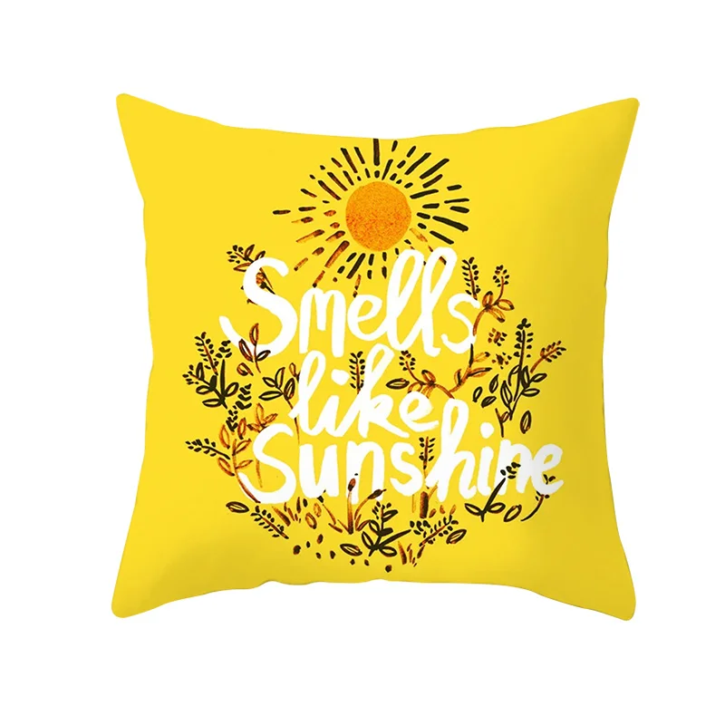 Yellow Black Geometric Pattern Square Cushion Cover Geometry Pillow Case Polyester Throw Pillows Cover For Home Decor 45x45cm 