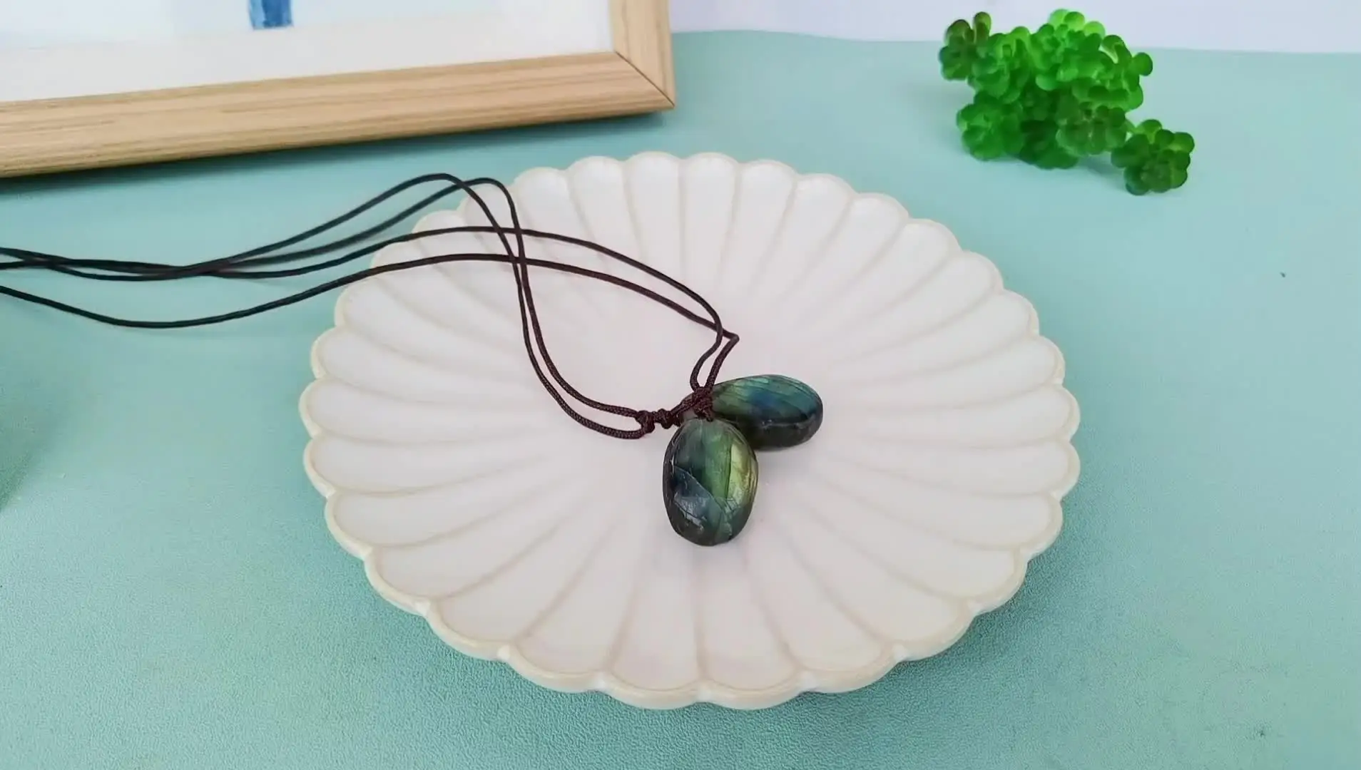 Pendentif En Labradorite Naturelle - Pierre De Lune Bleu-jaune, 28x18x4mm, Bijou De Guérison Pour Homme/femme