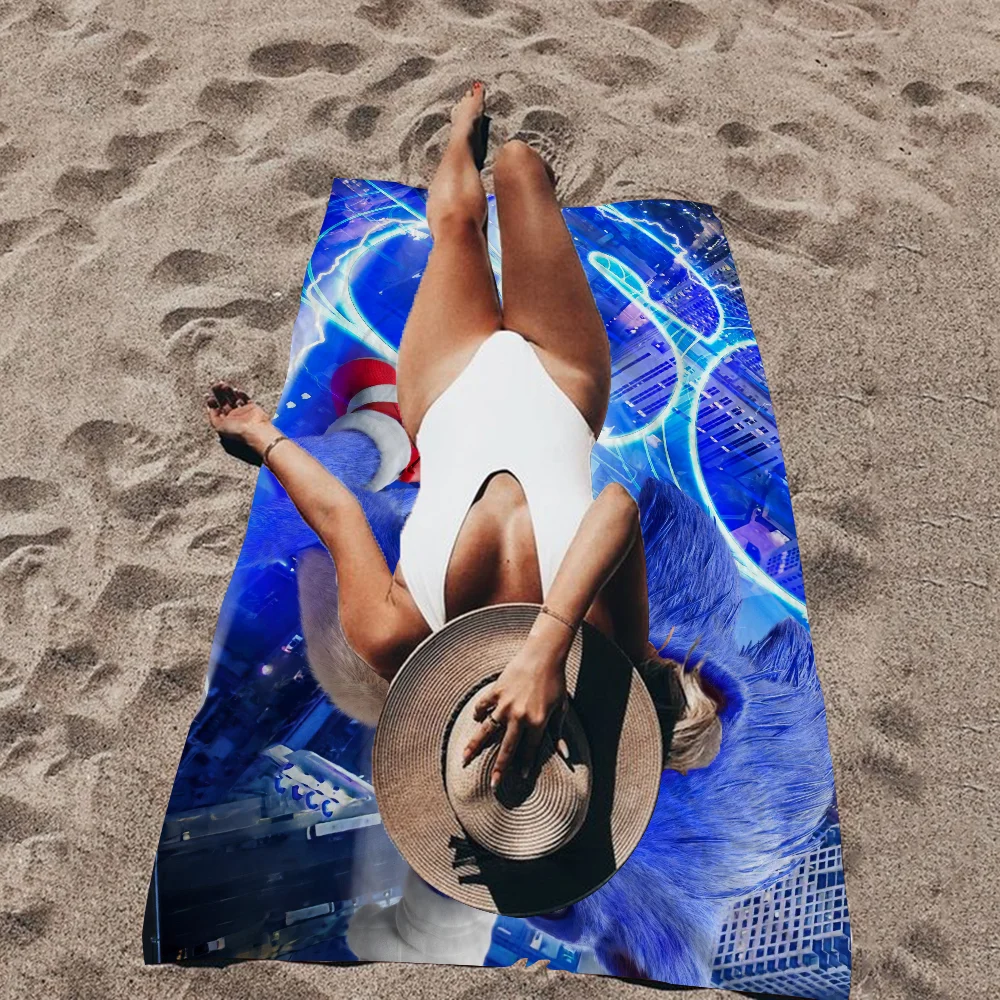 3D Anime S-Sonic The Hedgehog Beach Towels Shower Towel Sauna Travel Spa Microfiber Quick Dry Gym Accessories Cute Room Decor 6