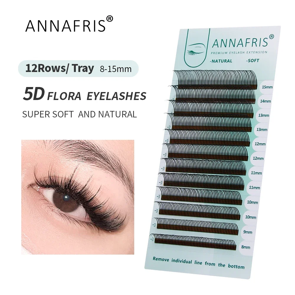 ANNAFRIS 5D Flower Fairy Individuelle Wimpernverlängerung, weiche, natürliche Feen-Flora-Cluster-Wimpern, Volumen, einfache Fächer-Wimpern