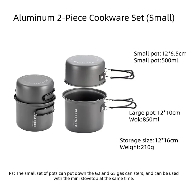WELLHIKE Portable Ultralight Camping Set Pot 1 Person Foldable Backpack Cooking Set Outdoor Hiking Picnic Camping Tableware