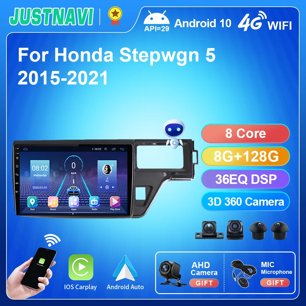 

JUSTNAVI QT5 Android 10 Car Radio For Honda Stepwgn 5 RHD 2015-2021 Multimedia Video Player GPS Navigation Carplay No 2din DVD