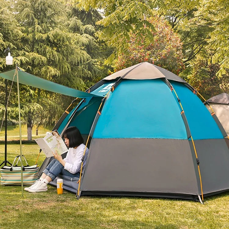 Outdoor Hexagonal Automatic Tent Rain Protection Sunscreen Folding Automatic Speed Open Portable Beach Picnic Camping