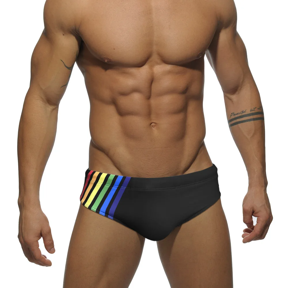 

WY3 sexy black blue stripe low waist tight men swimwear new summer swimming beach shorts surf bikinis swim trunk briefs swimsuit