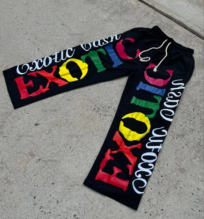 Men Joggers Punk Style Letter Print Loose Casual Pants Harajuku Retro Colorful Oversized Sweatpants