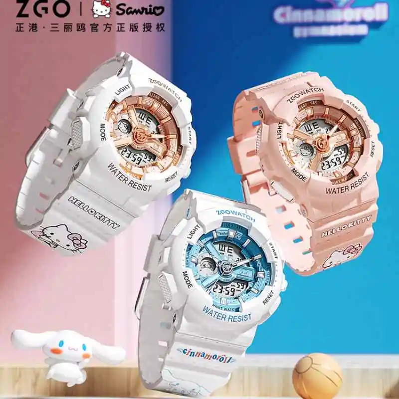 

Оригинальные детские цифровые наручные часы Sanrio, школьный Студент, спортивные часы в стиле аниме Cinnamoroll, кварцевые электронные часы, подарок ребенку на день рождения