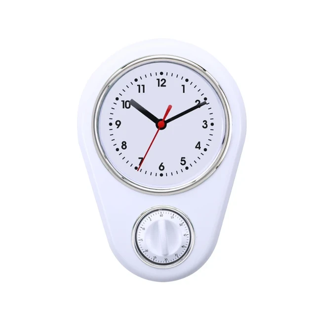 White Retro Kitchen Timer Clock