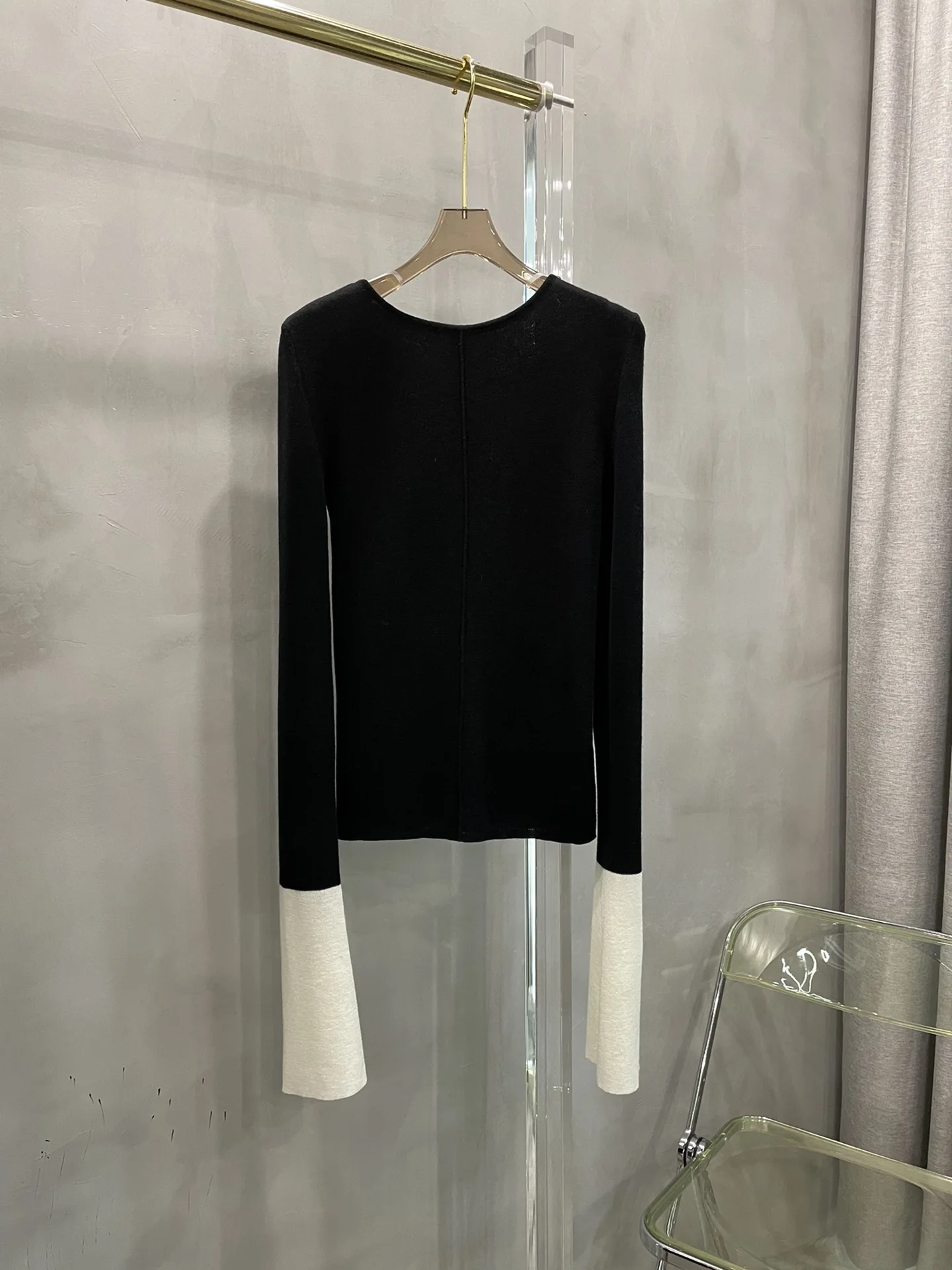 

2023 Women's Clothing Colorblock base wool Autumn Winter New 1013