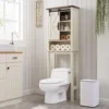 Toilet Storage Cabinet, Farmhouse Storage Cabinet Over Toilet with Sliding Barn Door & Adjustable Shelves,Living Room,White 1