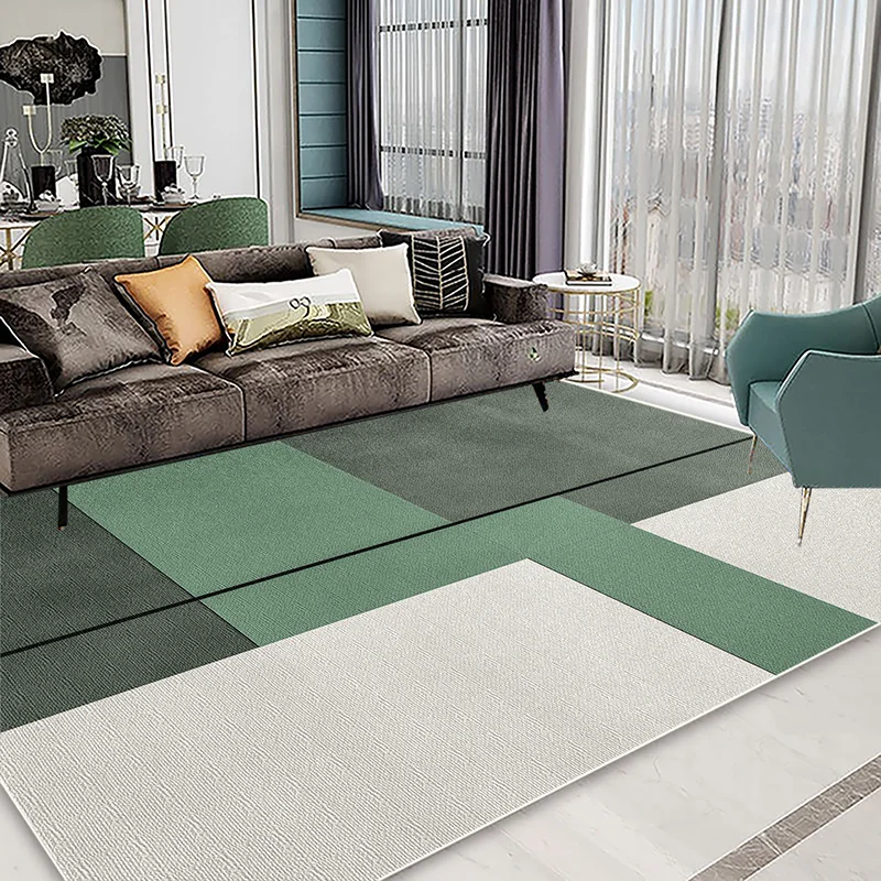 Simple Green Carpets for Living Room Decoration Hong Sofa Area Non-slip Floor Mat Light Luxury Bedroom Cloakroom Rugs Washable 4