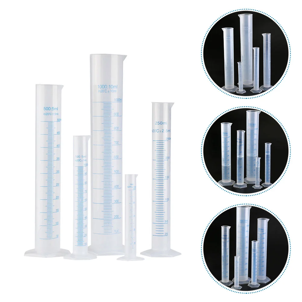

5 Pcs Graduated Plastic Measuring Cylinder Menzurka Liquid Meter Tube Measure Ml Cylinders Test