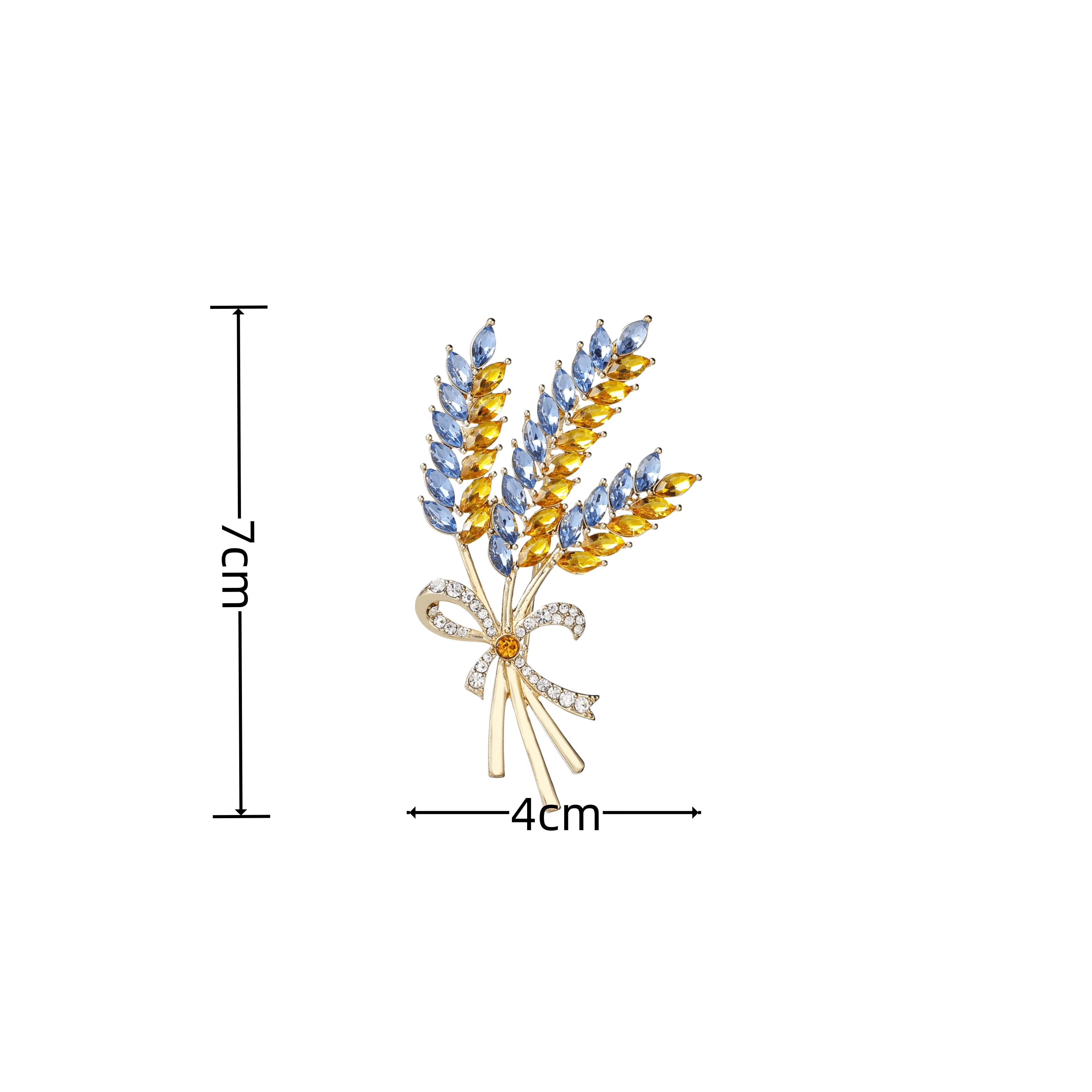 Luxury Jewelry For Wholesale Українська жіноча брошка Wheat Brooch Badge Sparkling Rhinestone Lapel Pin For Group Gift